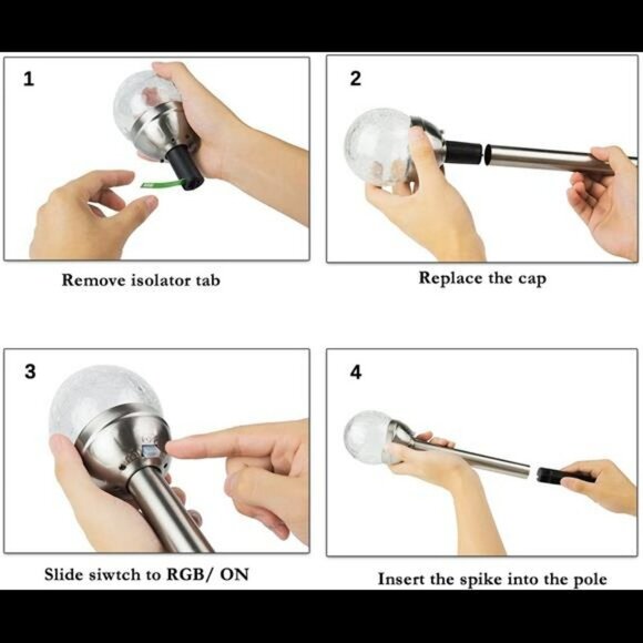 Solar Lights Outdoor Yard Decoration, Cracked Glass Ball Dual LED - Picture 1 of 14